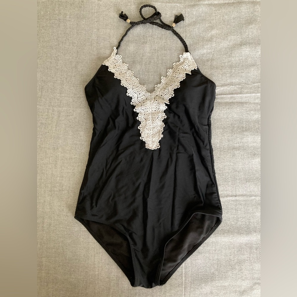 ✨ 5/$15 Crochet-Trimmed Halter Swimsuit